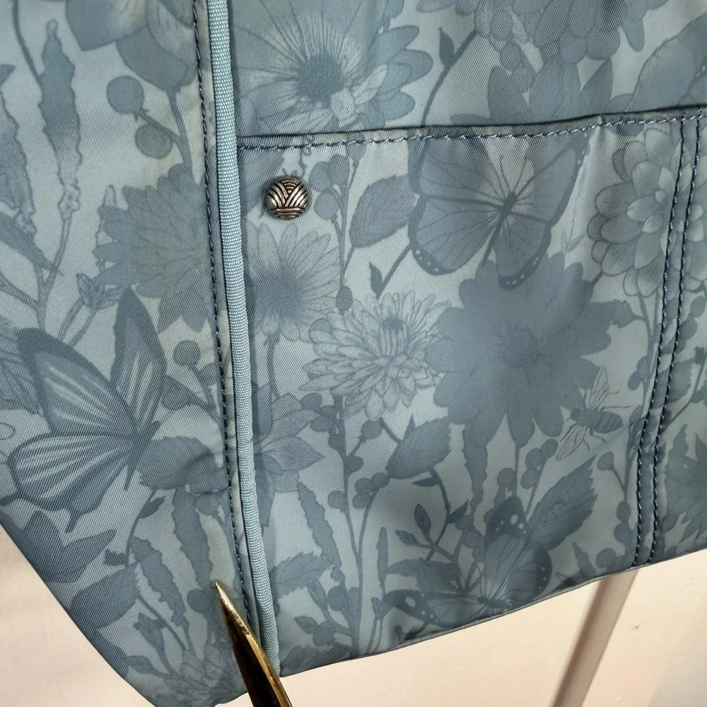 Sakroots Tote Bag Blue Floral Butterfly Bee Print‎ Shoulder Bag